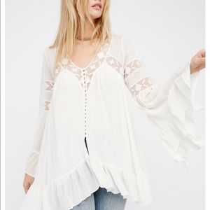 Free People All Night Lace Buttondown